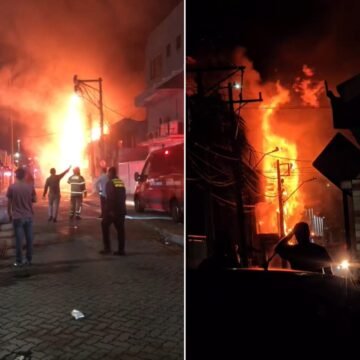 Incêndio de grandes proporções consome loja em Rio das Ostras